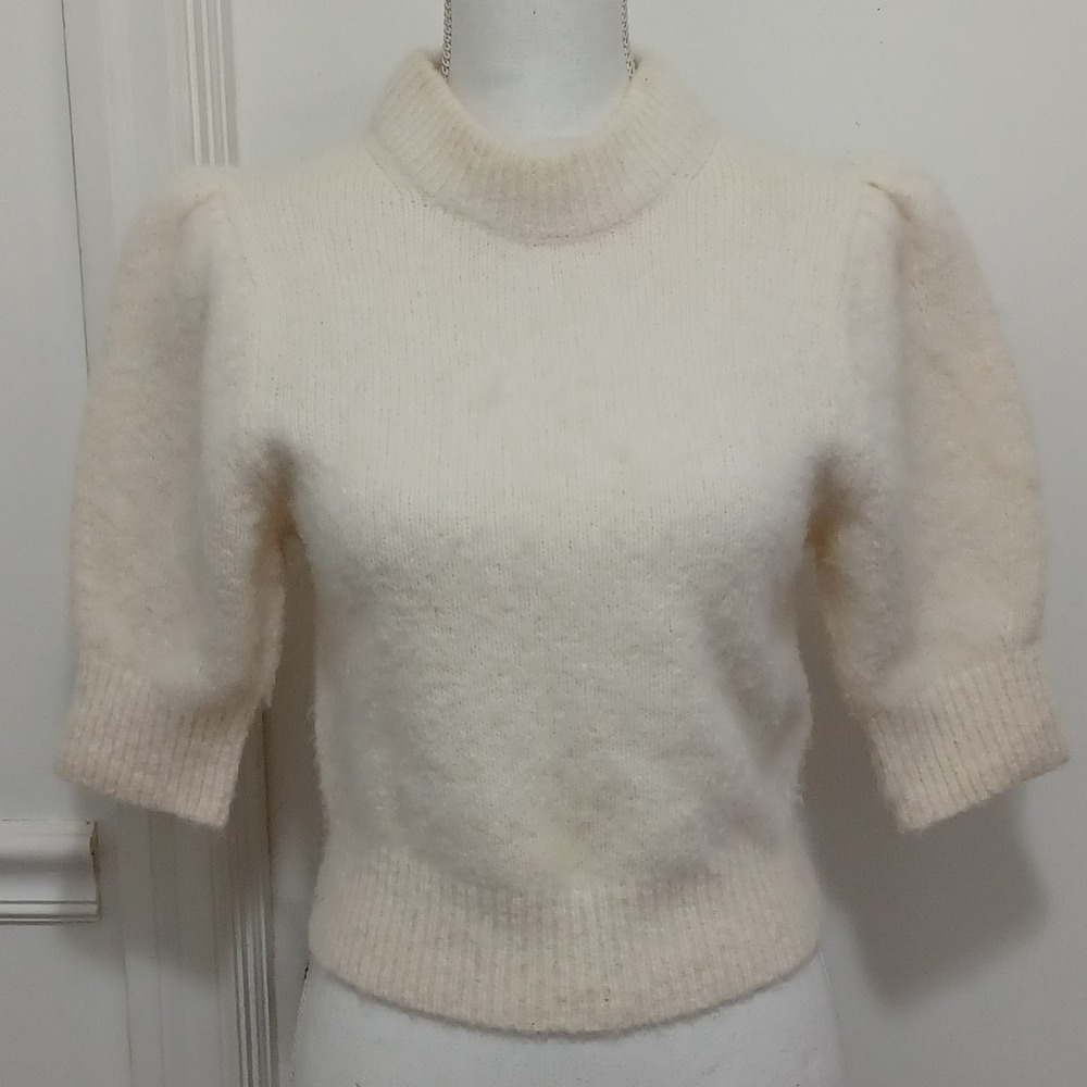 Stockholm Atelier & Other Stories Womens Crop Alpaca Wool Sz Sm Short Sleeve Top